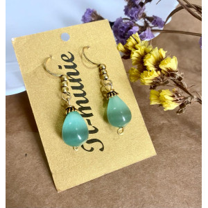 Aqua green Agate Gemstone Earrings - Annie Sakhamo